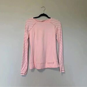 Lululemon  pink striped lace long sleeve tee